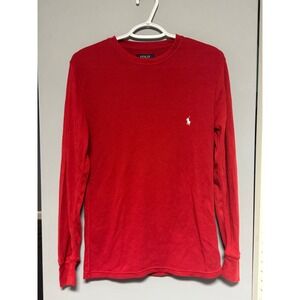 Polo Ralph Lauren Red Waffle Knit Long Sleeve Thermal Shirt‎ Pony Men's Size S